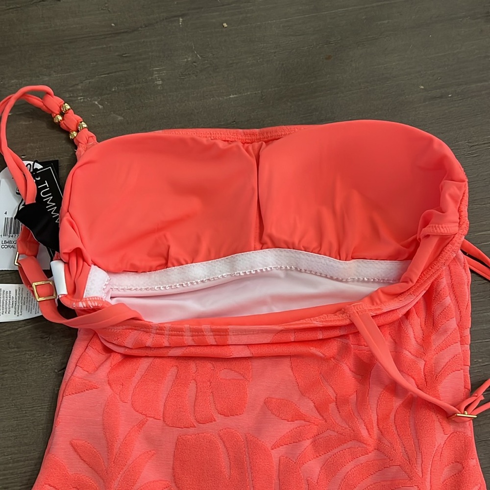 La Blanca One Pieces Island Palm Coral Swimsuit New Tummy Control 50SPF - Picture 9 of 13
